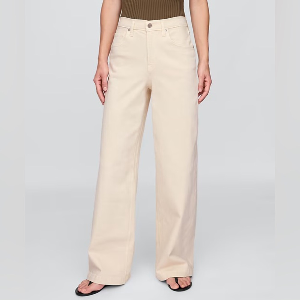 Gap High Rise Stride Wide-Leg Jeans in Pebble - Picture 2 of 10